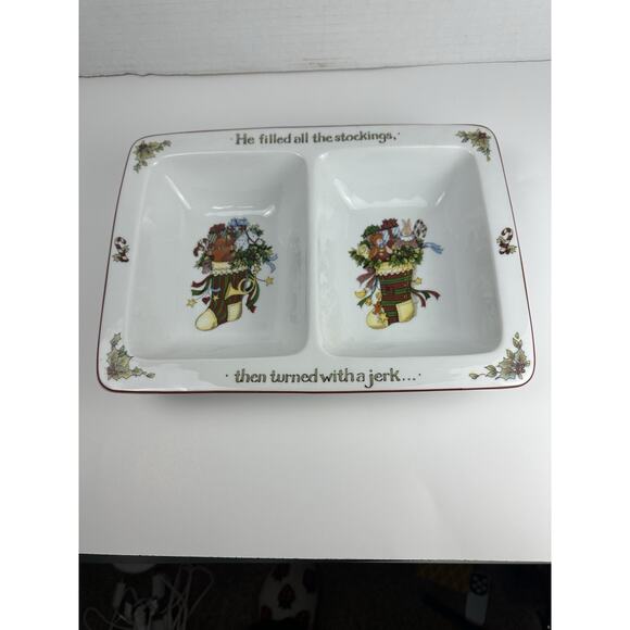 PS Portmeirion Studios Susan Winget "A Christmas Story" Divided Serving Dish - Picture 2 of 8